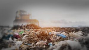 Garbage and debris at a landfill